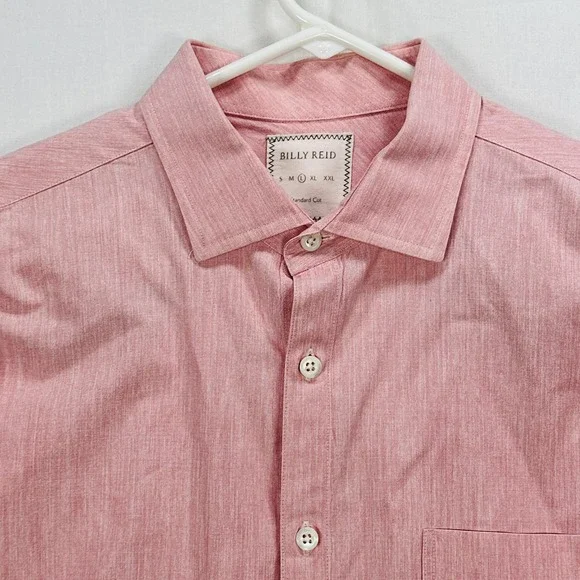 Billy Reid Shirt Mens Large Pink Standard Cut Button Front Long Sleeve Italy - Picture 4 of 10